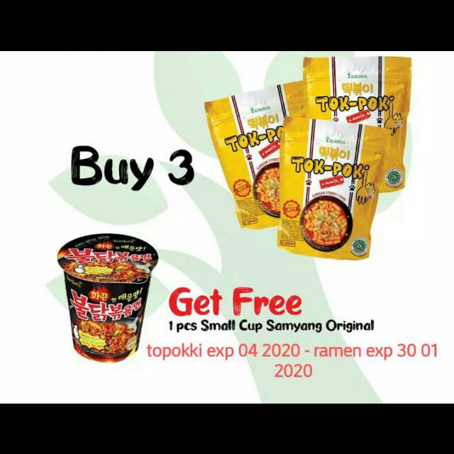 Paket 3 topokki bonus 1 cup samyang