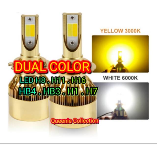 LED H1 . H7 . HB4 . HB3 . HiR2 .  Dual Color Putih.Kuning