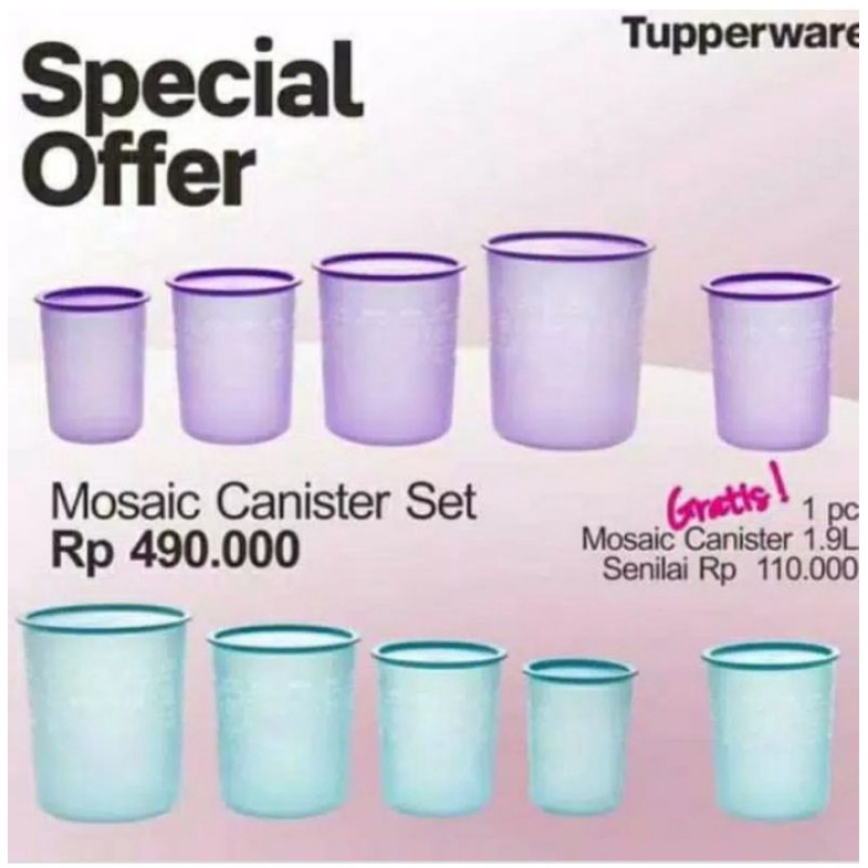 Mosaic canister set tupperware / toples tupperware + free