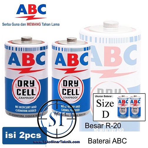 Baterai ABC Size D Biru R20 Battery Ukuran Besar 1.5V (1 Set Isi 2 Pcs) R-20 Batre Senter Radio Pompa baby Monitor