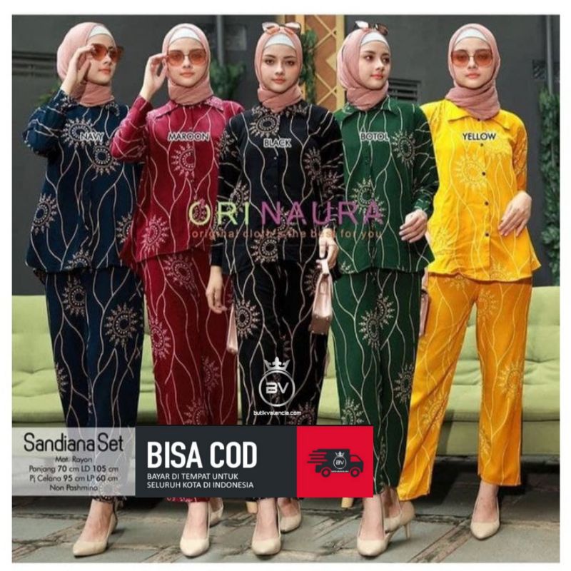 ONE SET 2in1 SANDIANA (ATASAN  + CELANA ) / PIYAMA RAYON / PJAMAS TIE DYE / SETELAN WANITA KEKINIAN