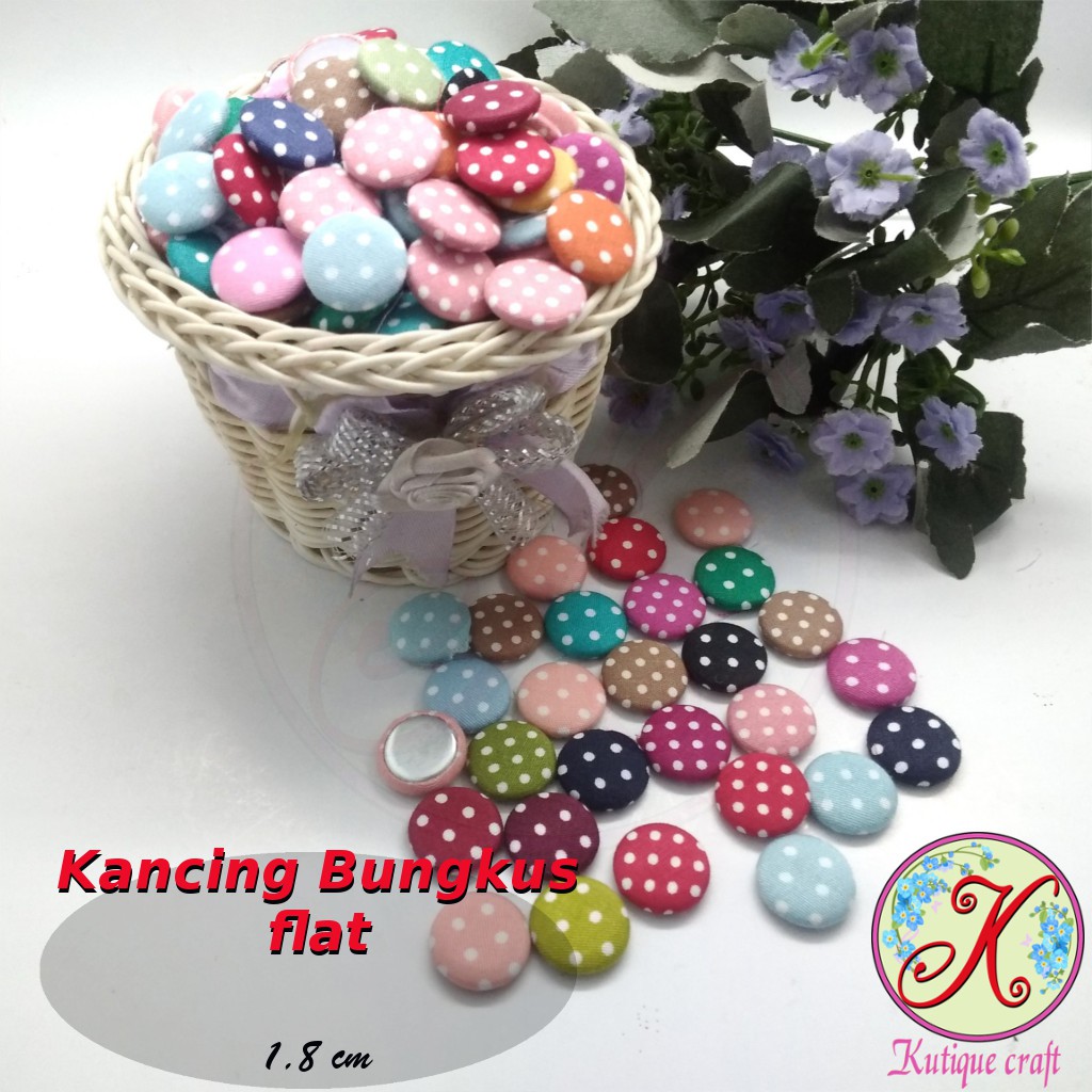 Kancing Bungkus Flat 1,8cm Polka per 100 pcs