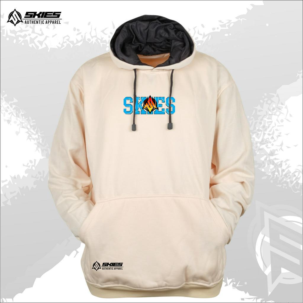 Hoodie Sweater Premium Pria Distro Logo SKIES Biru Warna Cream Hudi Murah Bahan Tebal Lembut Authentic Terbaru 2023 Keren Hodie Unisex Switer Korean Casual Style High Quality Brand Suiter Size M-XXL