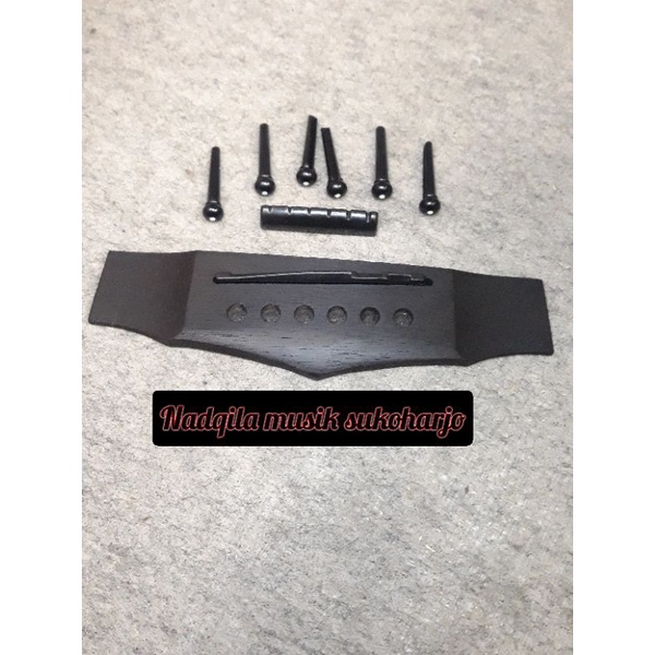 Bridge Nut Saddle Knip Variasi Custom Black Edition Gitar Akustik Elektrik 1Set