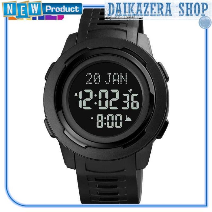 Jam Tangan Digital Pria Muslim Penunjuk Arah Kiblat - 1729 - Hitam Hitam