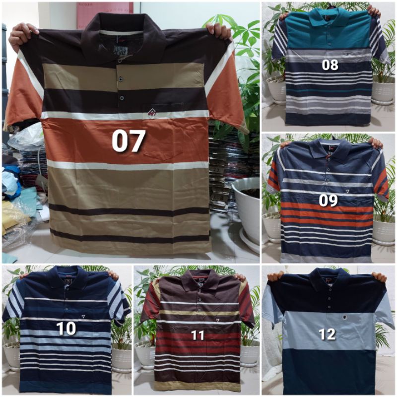 Kaos Salur 3XL Kaos Kerah Jumbo 3XL XXXL 3L - Kaos Big Size 3XL XXXL - Kaos Kerah Jumbo Garis - Kaos Wangki Dewasa