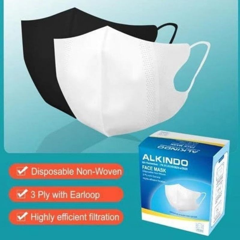 1 Box Masker  Duckbill non medis Warna Hitam dan putih