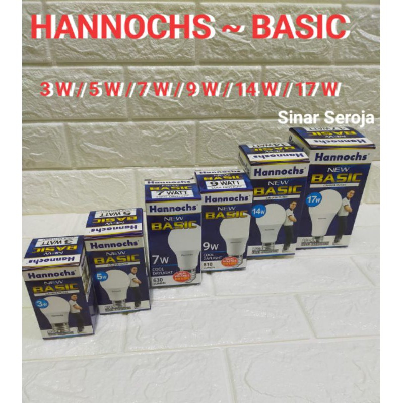 Lampu Led  Basic Hannochs 3w/5 Watt 7w/7Watt 9w/9Watt 11w/11 Watt 14w/14 Watt 17w /17Watt Bolam