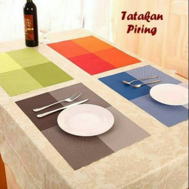 Tatakan Piring bahan Pvc Alas Meja Makan Kombinasi 4 Warna Tahan Panas Anti Slip