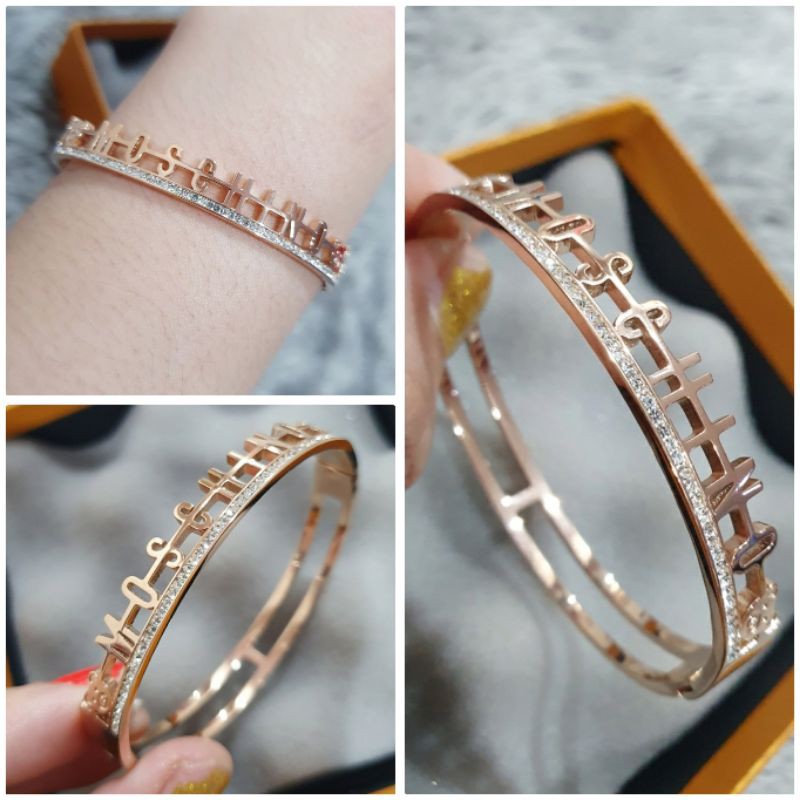 Gelang Titanium stainless steel Premium anti karat Bracelet titanium ori Rosegold gtt-0011