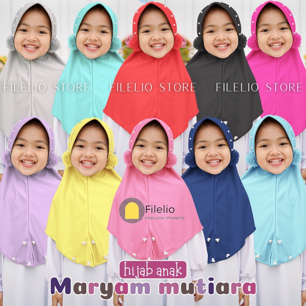 Kerudung Instan Anak TK Maryam Mutiara / Hijab Anak TK Kekinian / Hijab Anak TK Ped Mutiara Pompom / Jilbab Anak Karakter / Jilbab Anak Perempuan / Jilbab Anak Jersey / Kerudung Anak TK / Bergo Anak Jersey / Bergo Anak TK