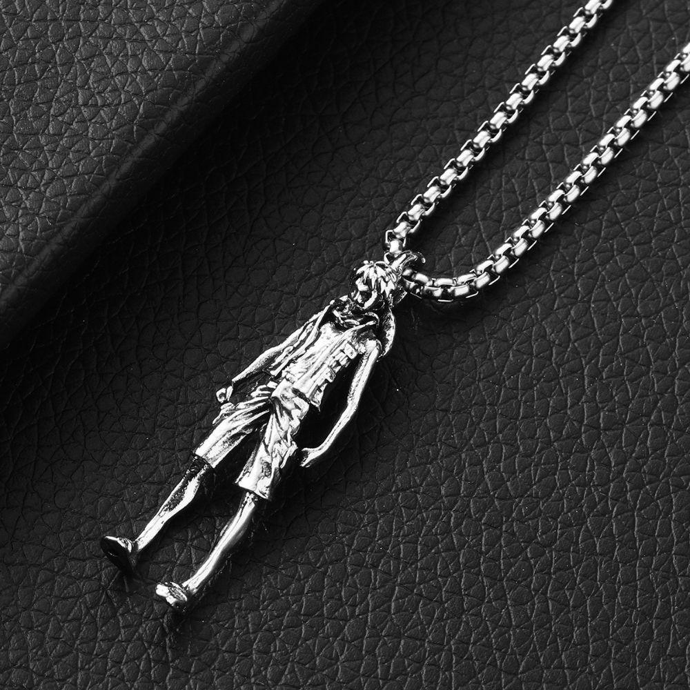 Needway Liontin Kalung Fashion Kartun Luffy Zoro Raja Bajak Laut Rantai Klavikula Baja Titanium