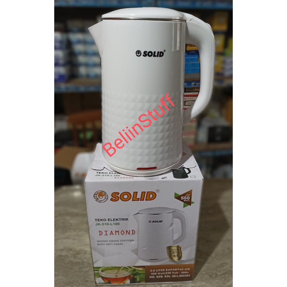 Teko Elektrik SOLID tipe JK-518-L180 DIAMOND Kapasitas 2 liter / Ceret Listrik / Jug Kettle / Teko Listrik Pemanas Air