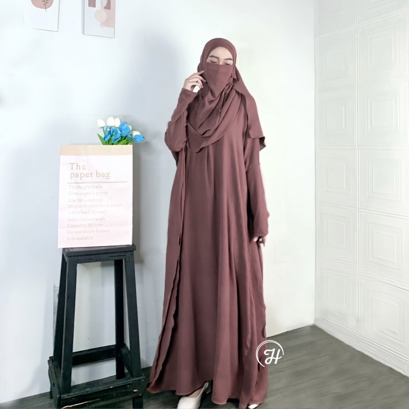 Helqa-Hilya Abaya Turkey Set by Helqa Abaya Umroh Gamis Umroh Abaya kaftan Abaya Set Hijab Abaya Set