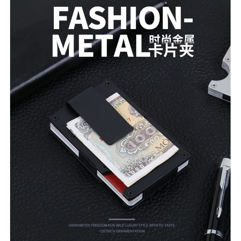 X11-D - Metal Card Wallet Money Clip with RFID Blocker