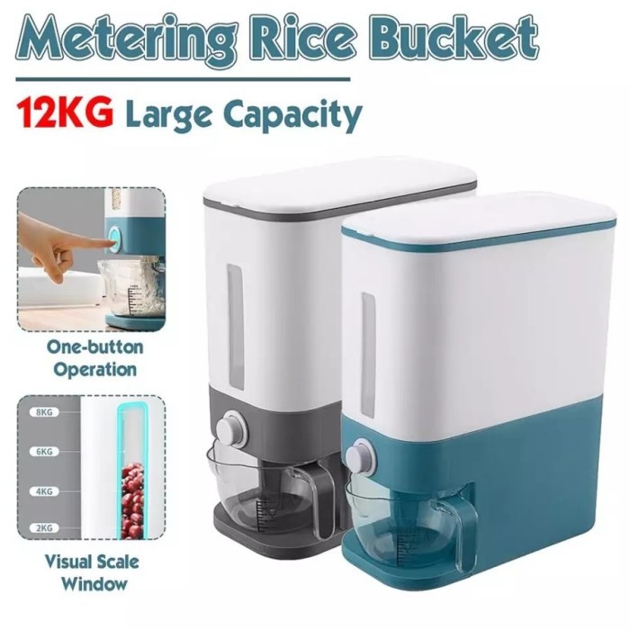 Dispenser Container Tempat Penyimpanan Beras Otomatis - Rice Box Dispenser Beras 12kg Container rice