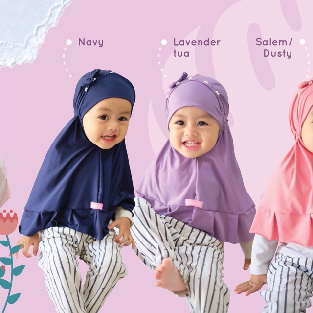 Kerudung anak alesha pearl/ mutiara / bergo tali anak / bergo jersey anak