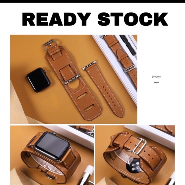 Strap tali jam cuff apple watch double single tour loop iwatch 3 4 5 44mm iwo 40mm leather fashion wanita kulit series 7 6 5 45mm 41mm