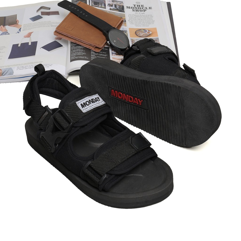 Secre Black | Sandal Gunung Original Kulit Santai Casual Pria Cowok Sendal Ori | FORIND x Monday