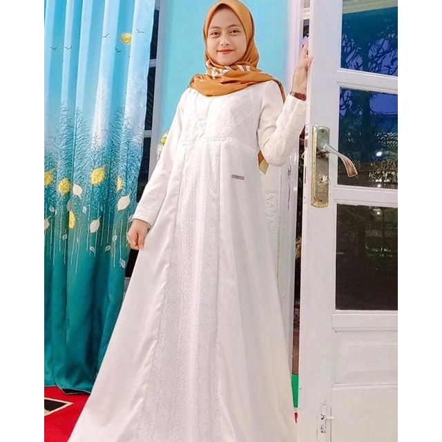 gamis shanum series/ gamis katun toyobo premium mix broklat renda/ gamis putih premium/ lubbilku by 