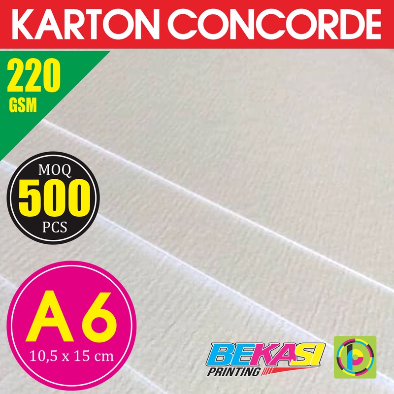 

Kertas Karton Carton Concorde 220 GSM Ukuran A6 10.5x14.8 cm isi 500 Lbr