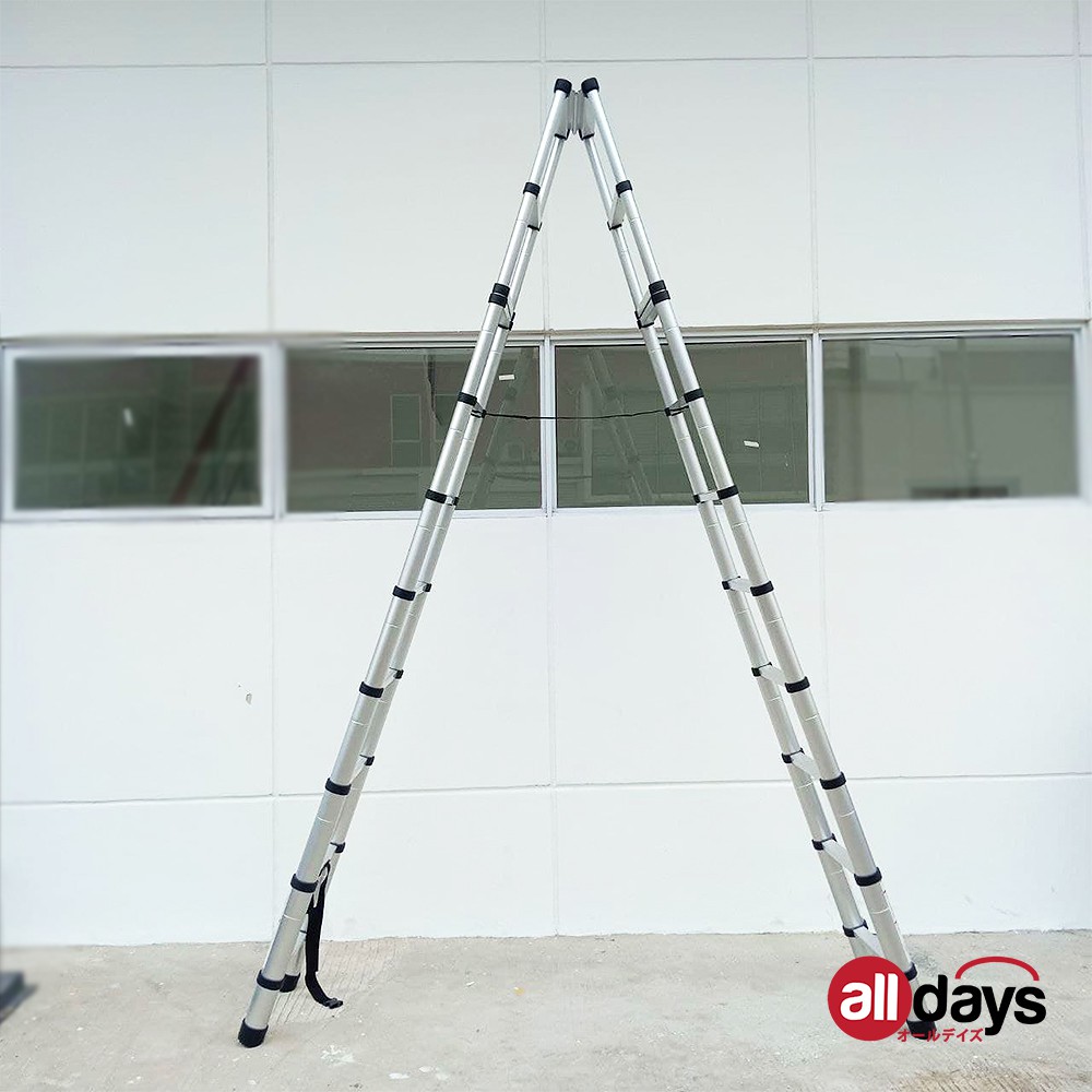 Alldays Tangga Lipat Teleskopik DOUBLE TRIANGLE 3,2 + 3,2 METER Alumunium Ladder Bahan Kuat, Praktis, Simple