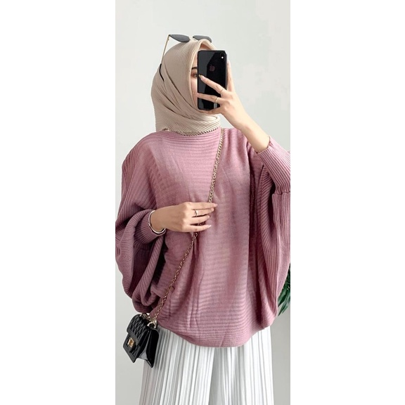 SWEATER OVERSIZE KNITED BATWING - KOREAN OUTFIT (SWEATER RAJUT(