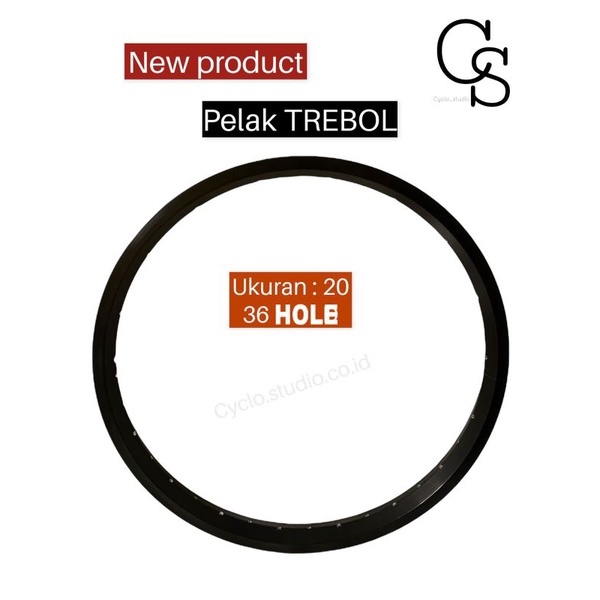 Velg Rims Sepeda 20 Inch BMX Trebol 36H Alloy Hitam Sepasang
