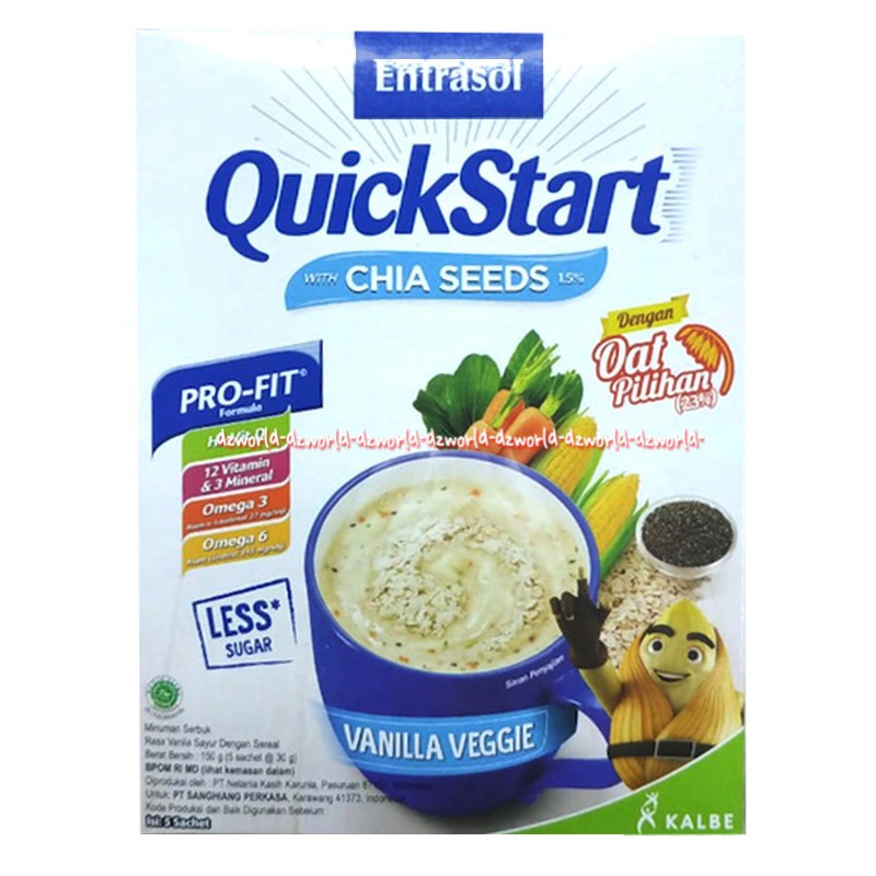 Entrasol Cereal Pro-fit 150gr Vanilla Veggie Dengan Chiaseeds Sereal Instan Entra Sol Quick Start Vanila Veggie Entrasol Coklat with Oat Sereal 5sachet Vanilla