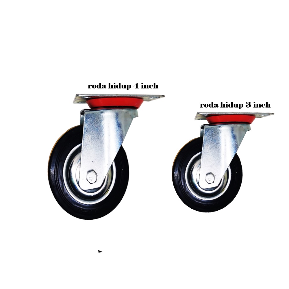 Roda Karet 3 inch- 4 inch Hidup
