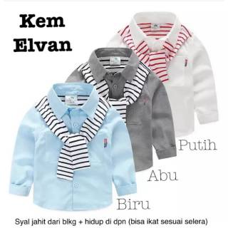 Jual Ss kemeja anak Kem Elvan + Syal | kemeja anak usia 3-5tahun