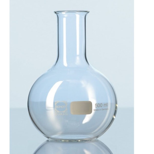 Boiling Flask 50 mL Flat bottom. Narrow Neck. Labu Didih Duran