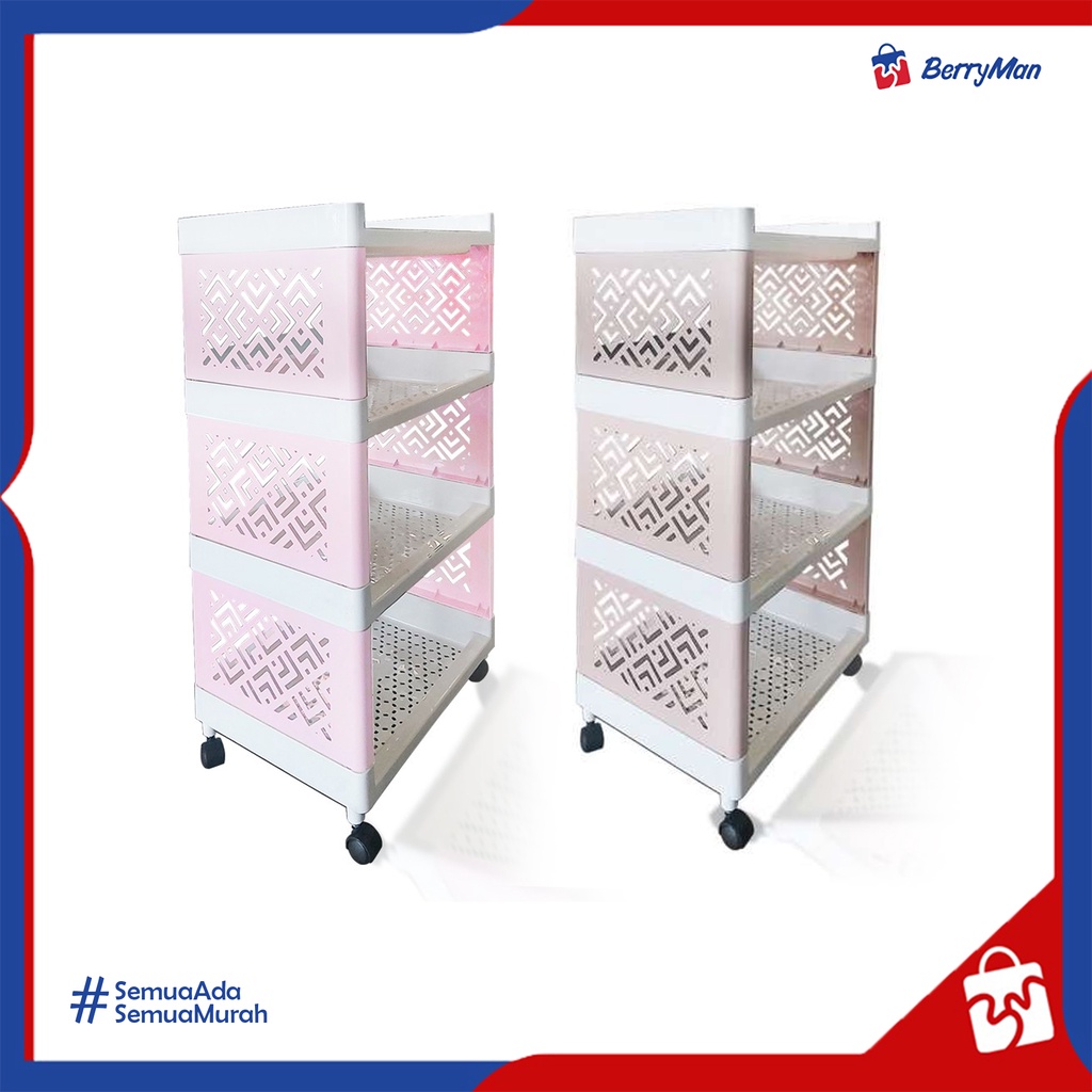 RAK PLASTIK 4 Susun dengan Roda - Rak Serbaguna KIMPLAST Rak Portable