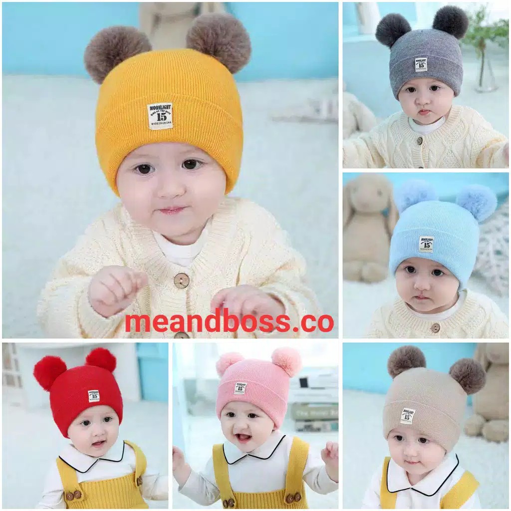 TP1-100% ORI IMPORT Topi Rajut Anak Bayi Laki Perempuan POMPOM