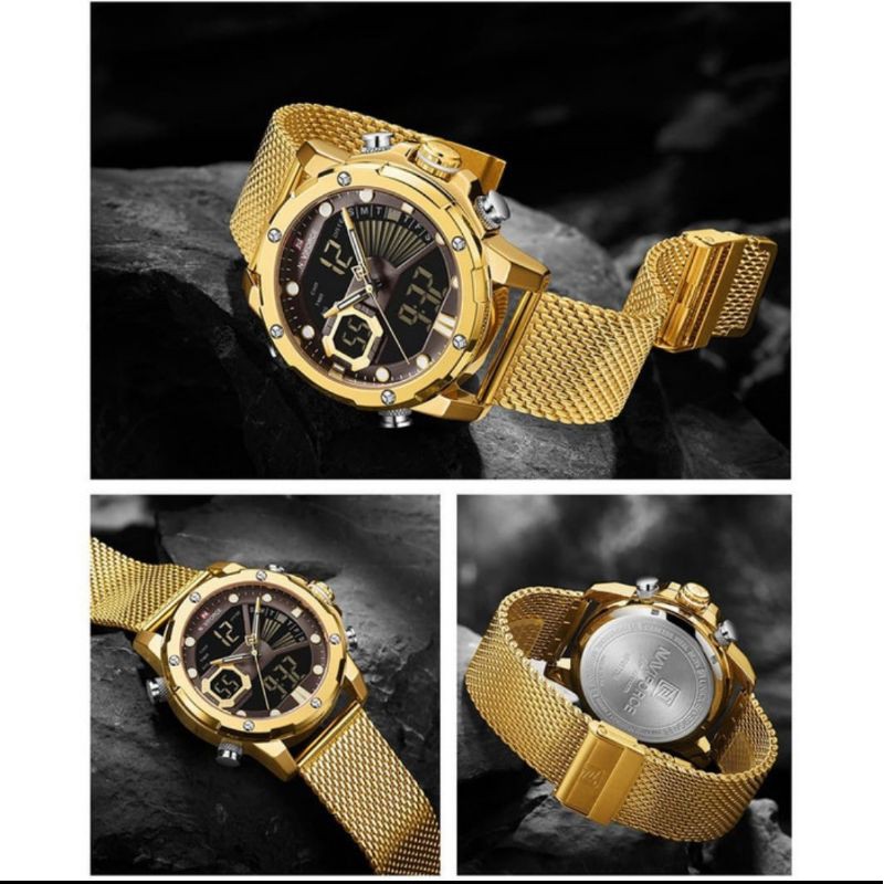 Jam Tangan Pria Naviforce Double Time Rantai Pasir NF9172 Original Garansi Mesin 1Tahun(Anti Air)