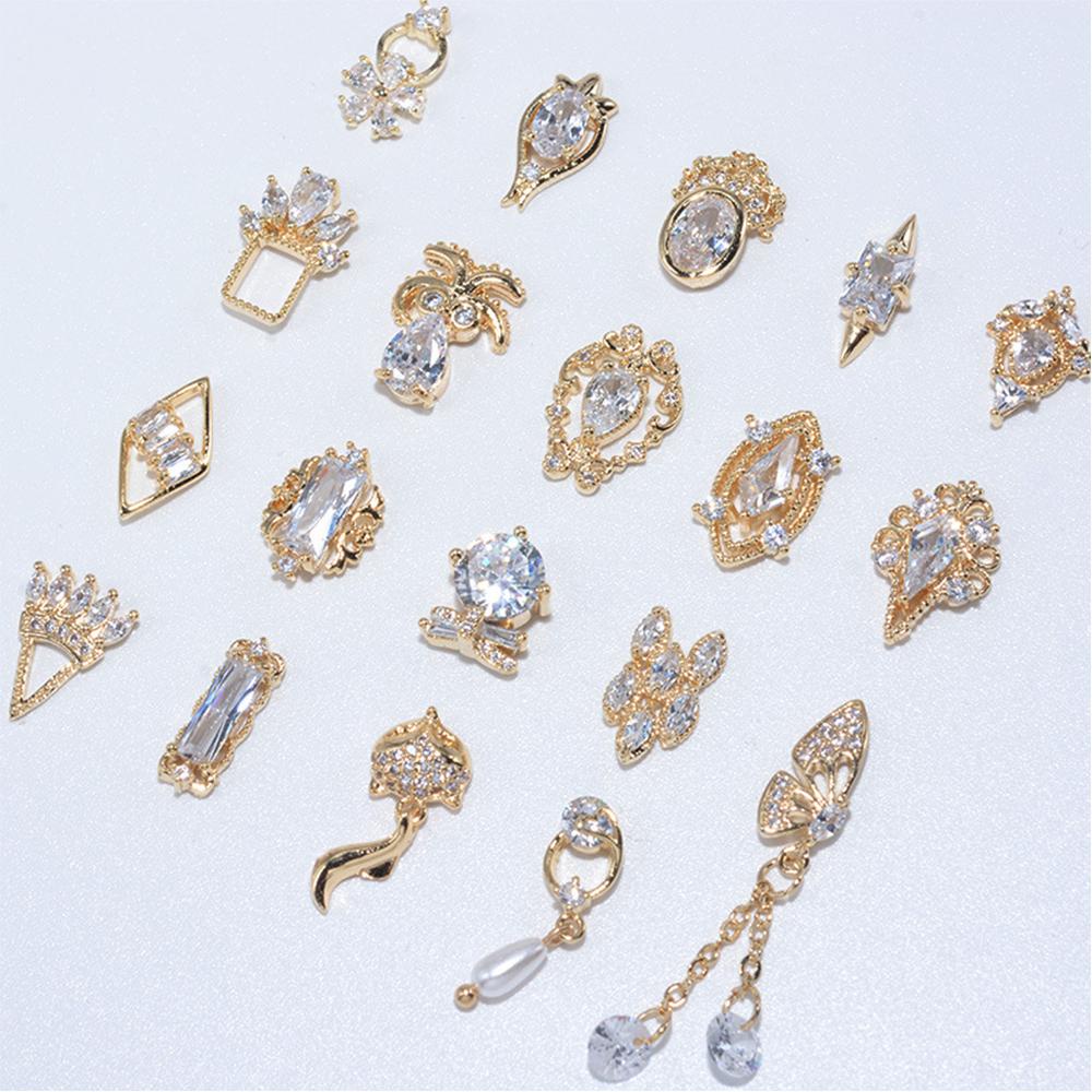 MXBEAUTY Nail Rhinestones Luxury Shiny Nail Art Decorations Manicure Accessories Metal Crystal Nail Jewelry