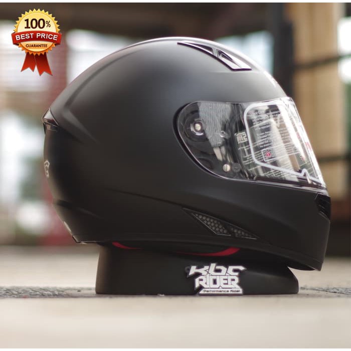 KBC VK Solid - Deep Black Doff Matte | Helm Fullface Dring Visor Flat