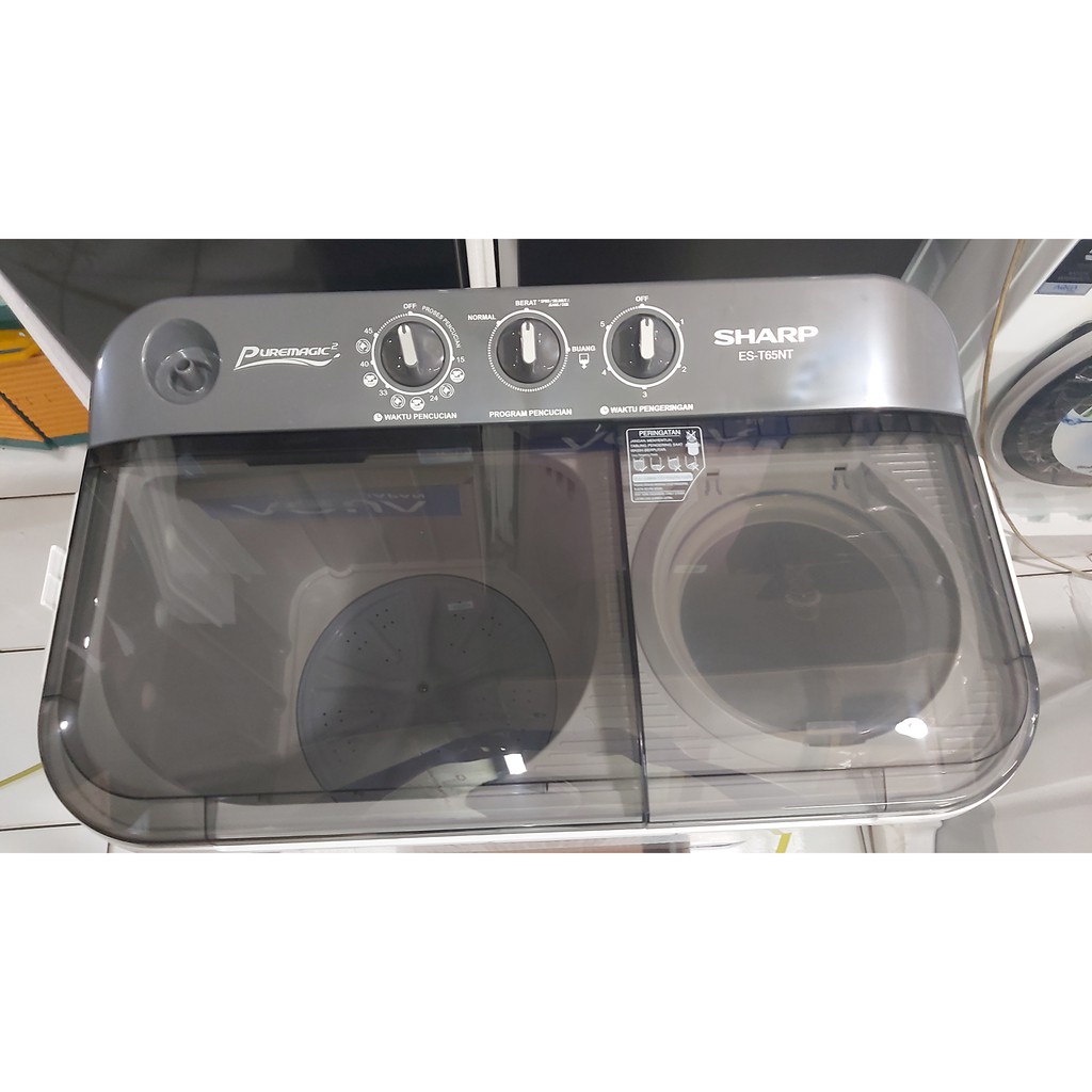 Mesin Cuci Washing Machine Sharp 2 Tabung 6.5 kg Puremagic EST 65NT EST65NT 65 NT