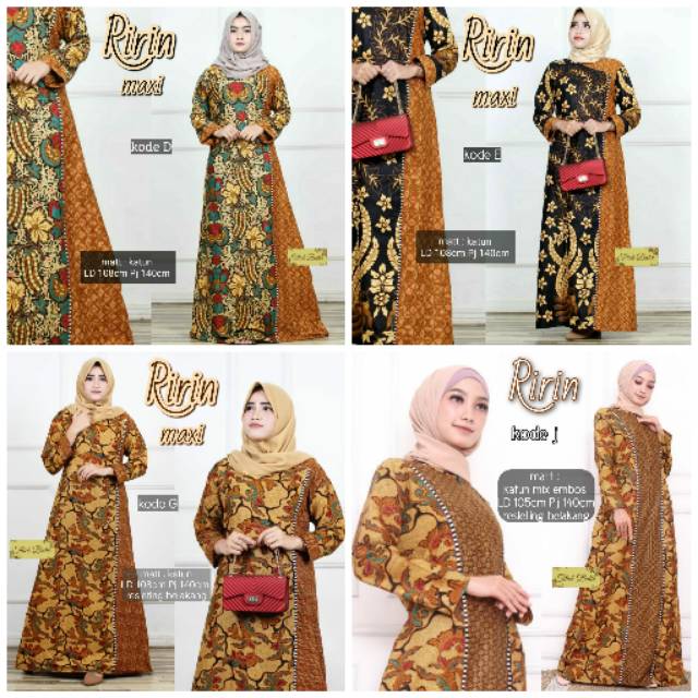 Gamis Ririn Maxi Busana Batik Wanita Cantik Modern Casual Formal Katun Premium High Quality