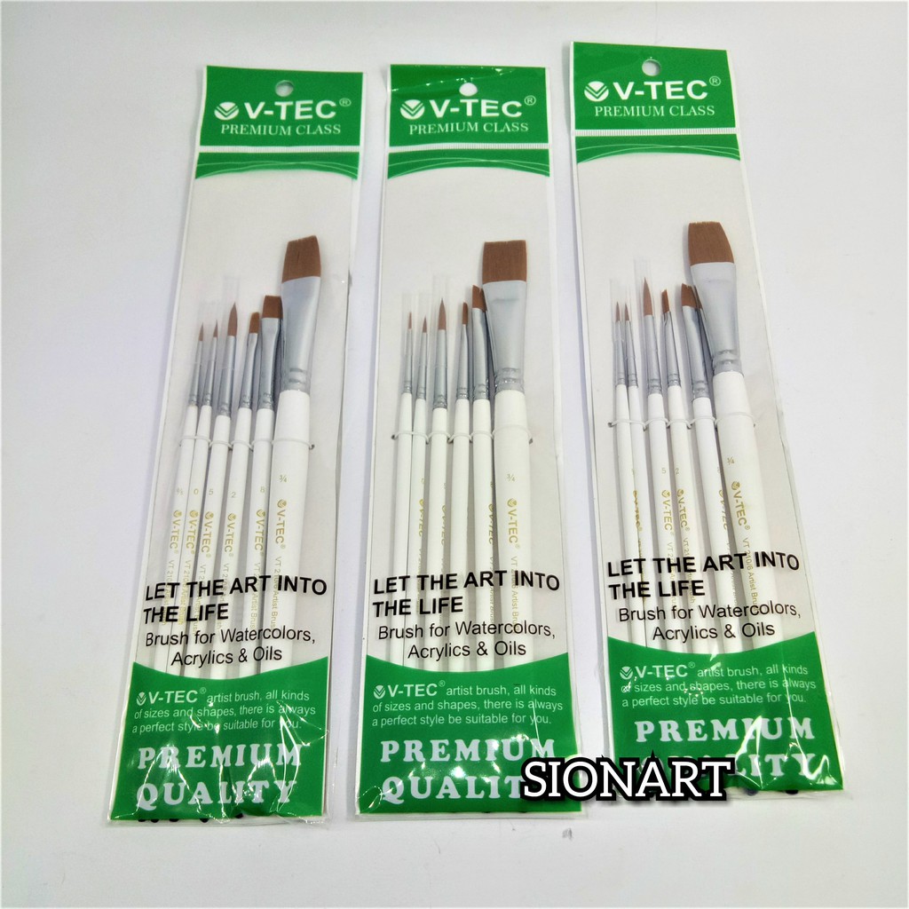 

V-Tec Brush VT-210 Set 6 / Kuas Lukis Set 6