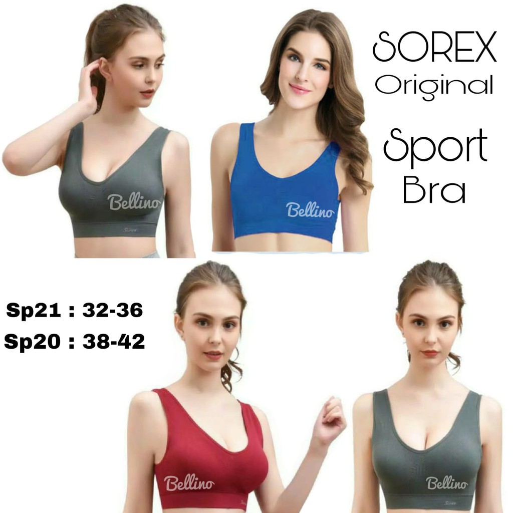 Sport Bra Wanita Original Sorex Size 32-36 &amp; 38-42 Sp21 Sp20 Tanpa Kawat Bh Wanita Sorex Miniset Dewasa