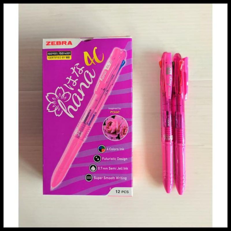 

Bolpen / Pulpen 4 Warna Zebra Hana 4C Colour