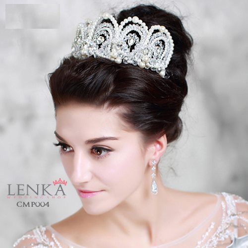 [BISA COD] WEDDING CROWN TIARA BRIDAL MAHKOTA AKSESORIS PESTA PUTIH CMP004