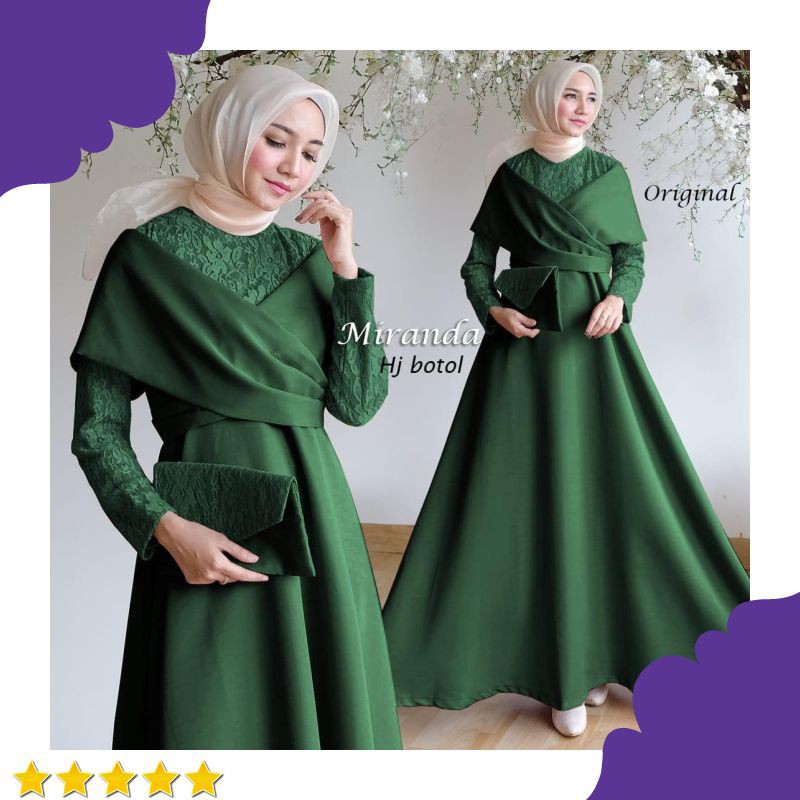 GAMIS PESTA MIRANDA HIJAU BOTOL