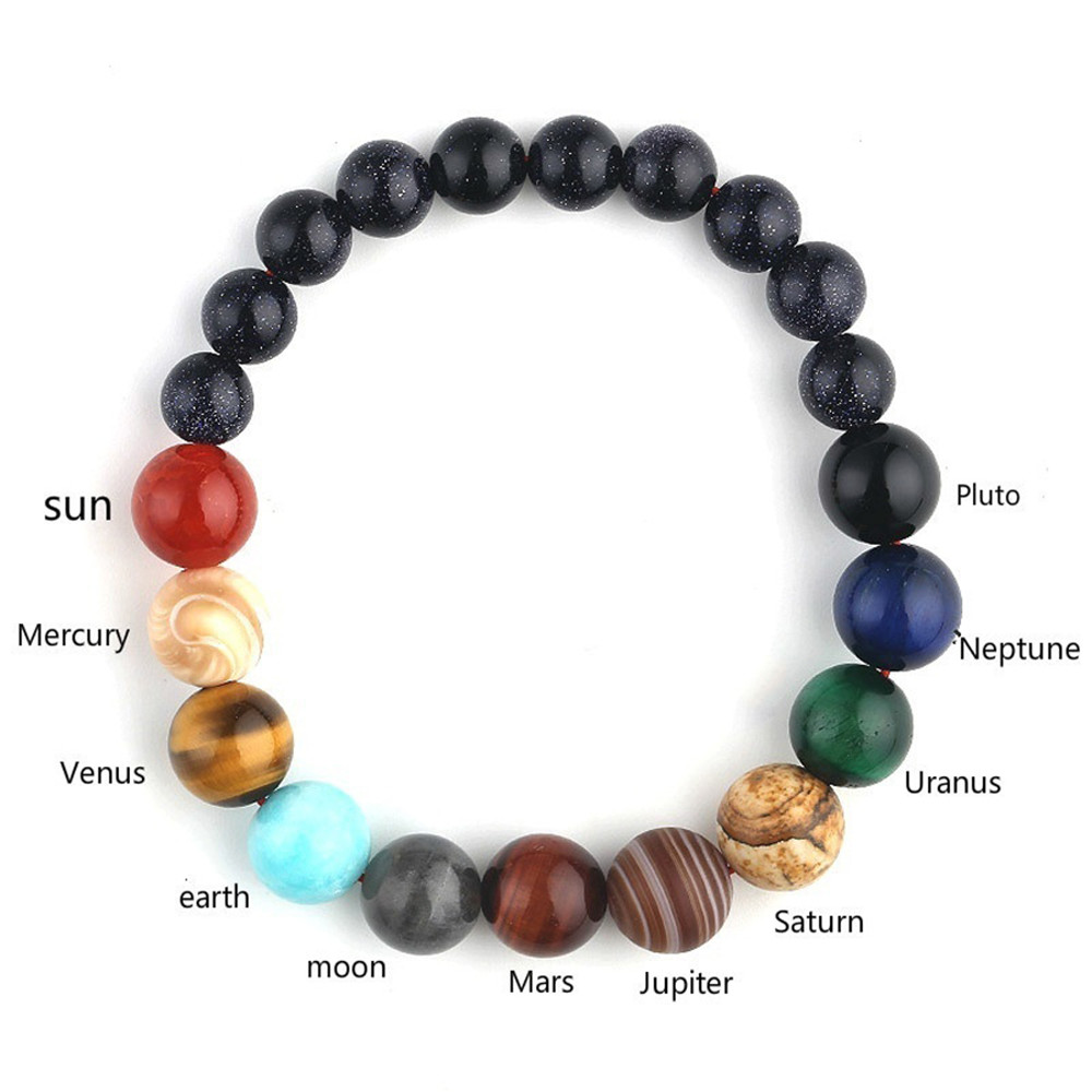 Gelang Manik-Manik Batu Alam Chakra Yoga Galaxy Sistem Tata Surya Untuk Pria Dan Wanita