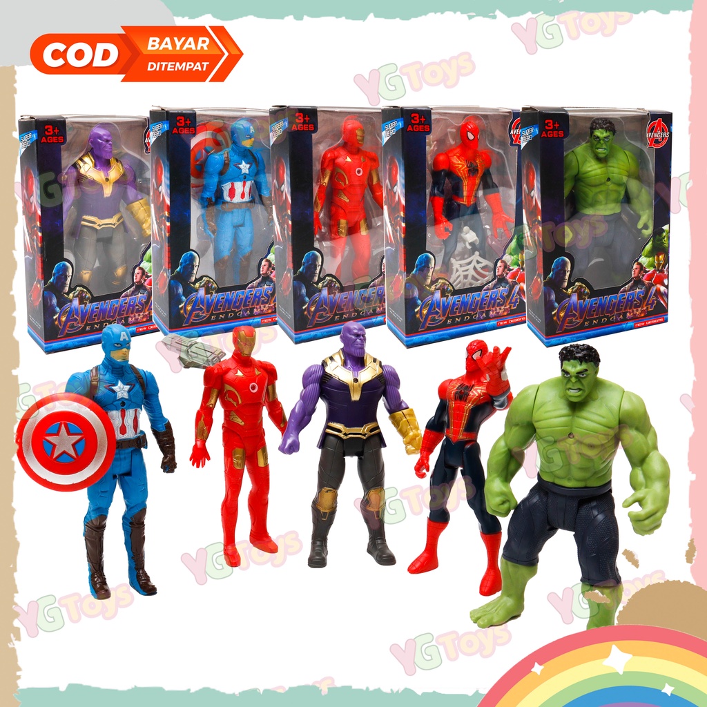 YGtoys Mainan Superhero Avengers Avenger End Game Action Figure Robot Karakter Iron Man Captain America Spiderman Hulk