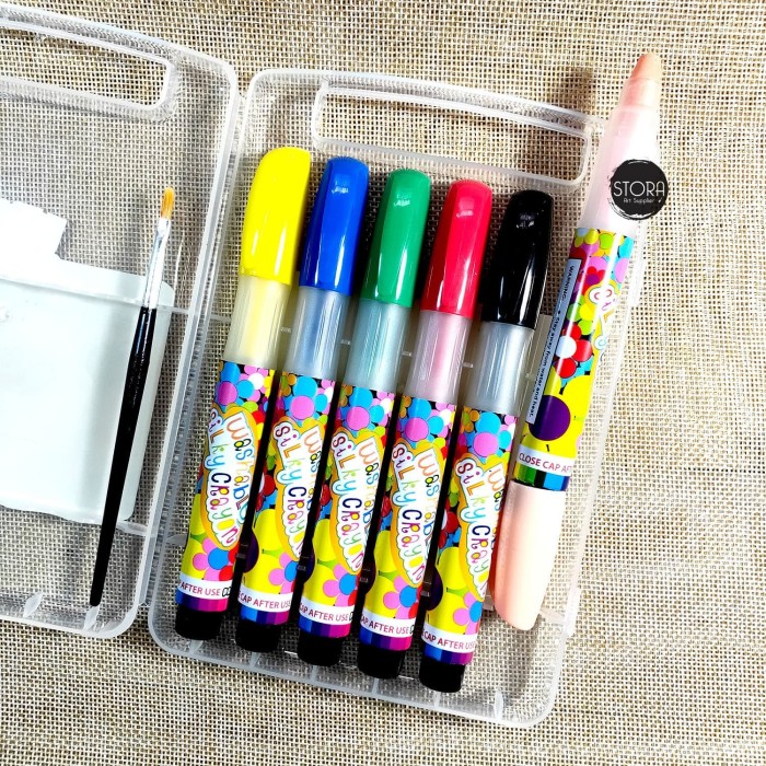 

NDM Washable Silky Crayon 3-in-1 set 6 warna + Bonus Kuas / Paintmate Ori