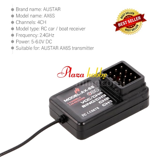 receiver AUSTAR AX6S 4 channel for rc car rc boat rc kapal