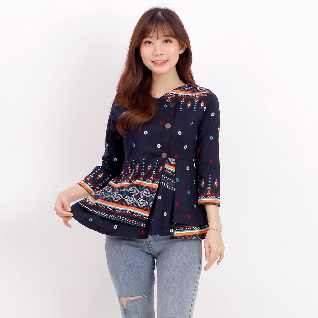 Batik wanita - Atasan blouse batik wanita fashion 184 SG-NAVY ST