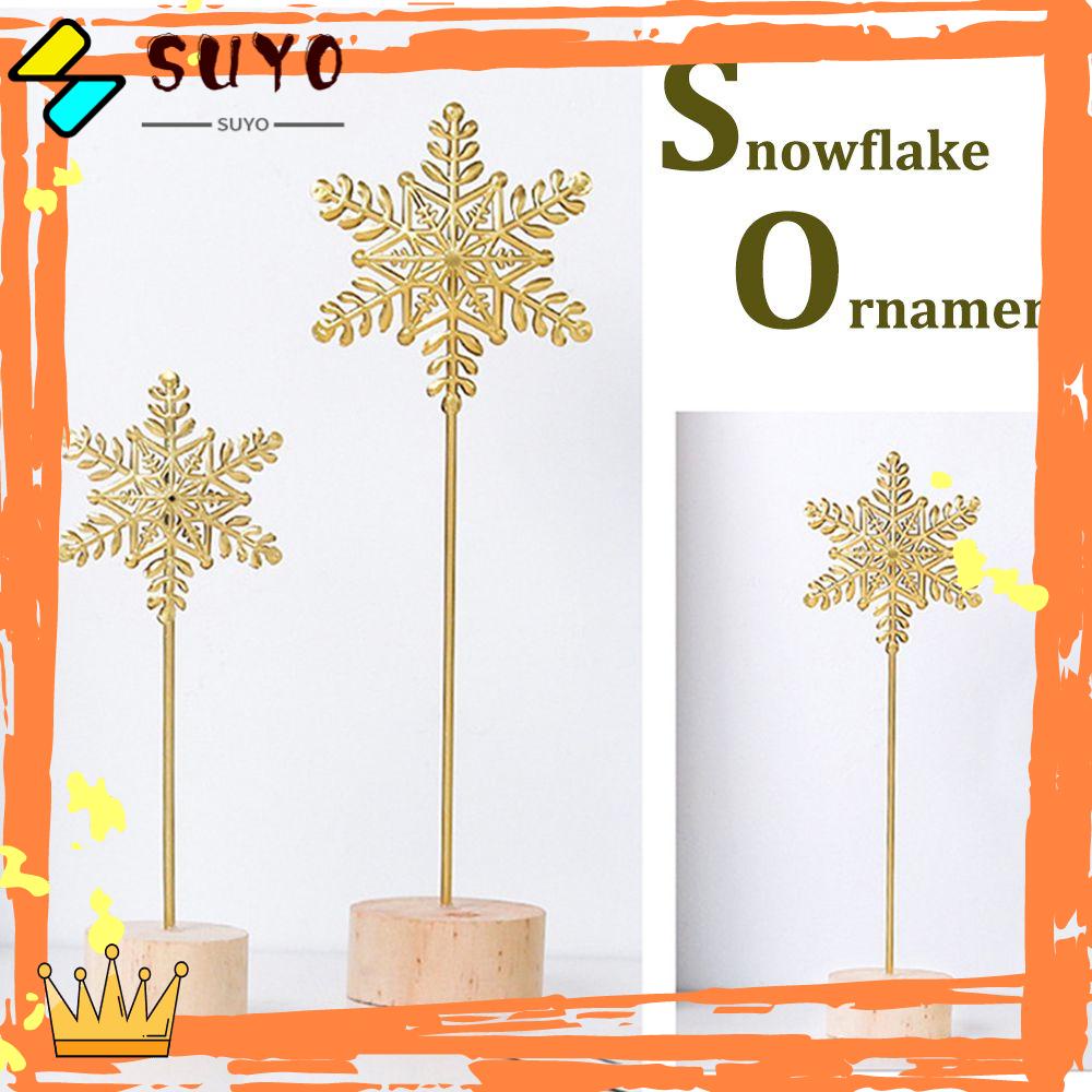 Suyo Ornamen Meja Bentuk Snowflake Warna Emas